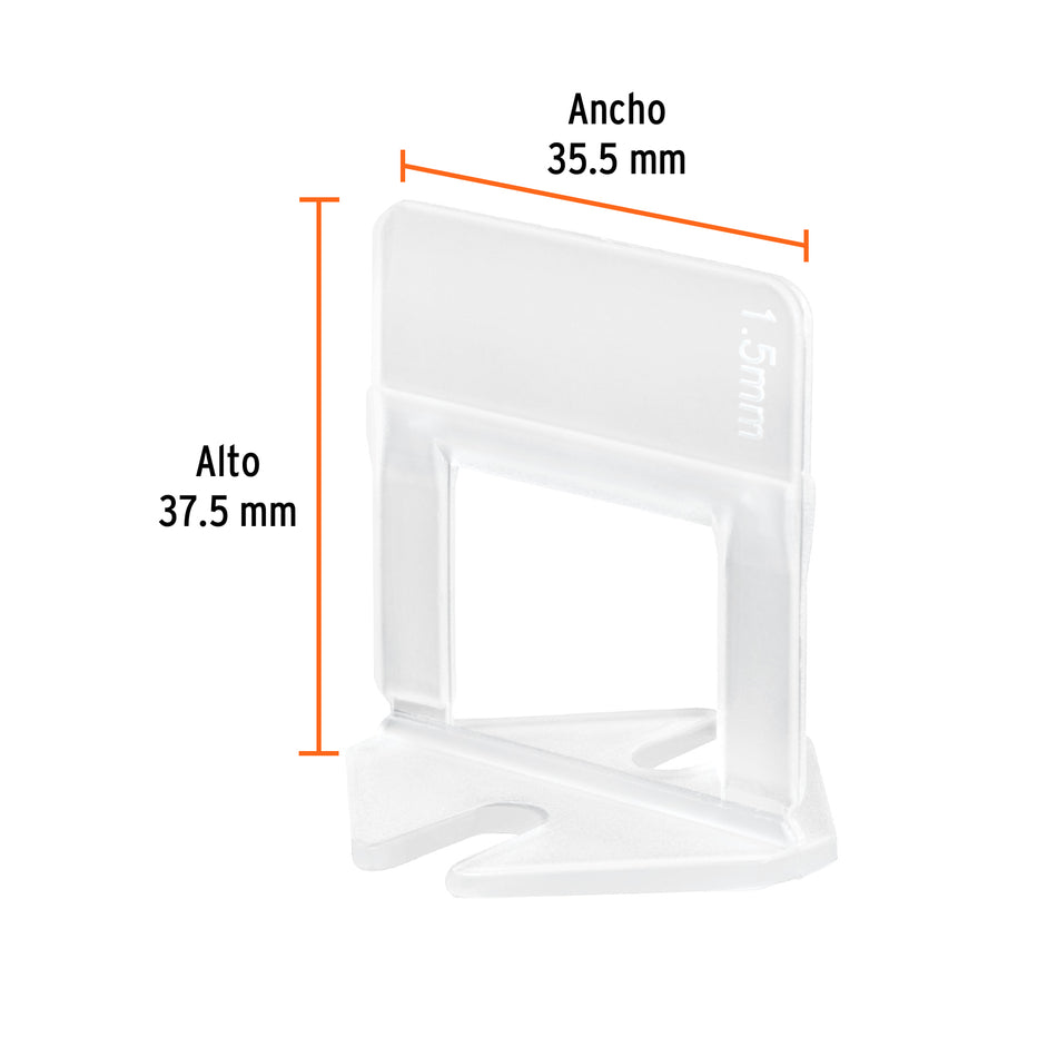 Bolsa con 100 anclas de 1.5 mm, para nivelación de azulejos