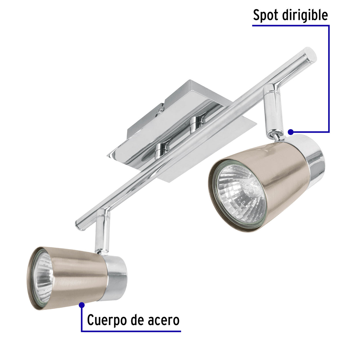 Luminario de sobreponer con 2 spots base GU10, Volteck