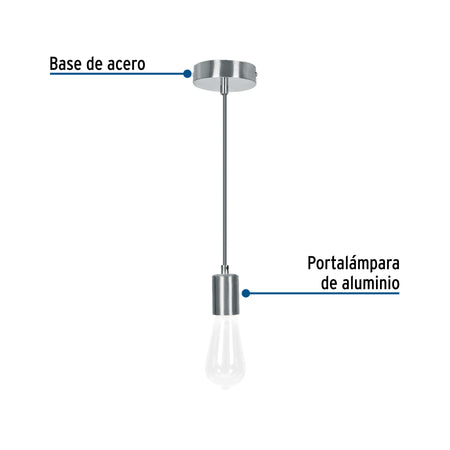 Socket colgante metálico, satín, VOLTECK