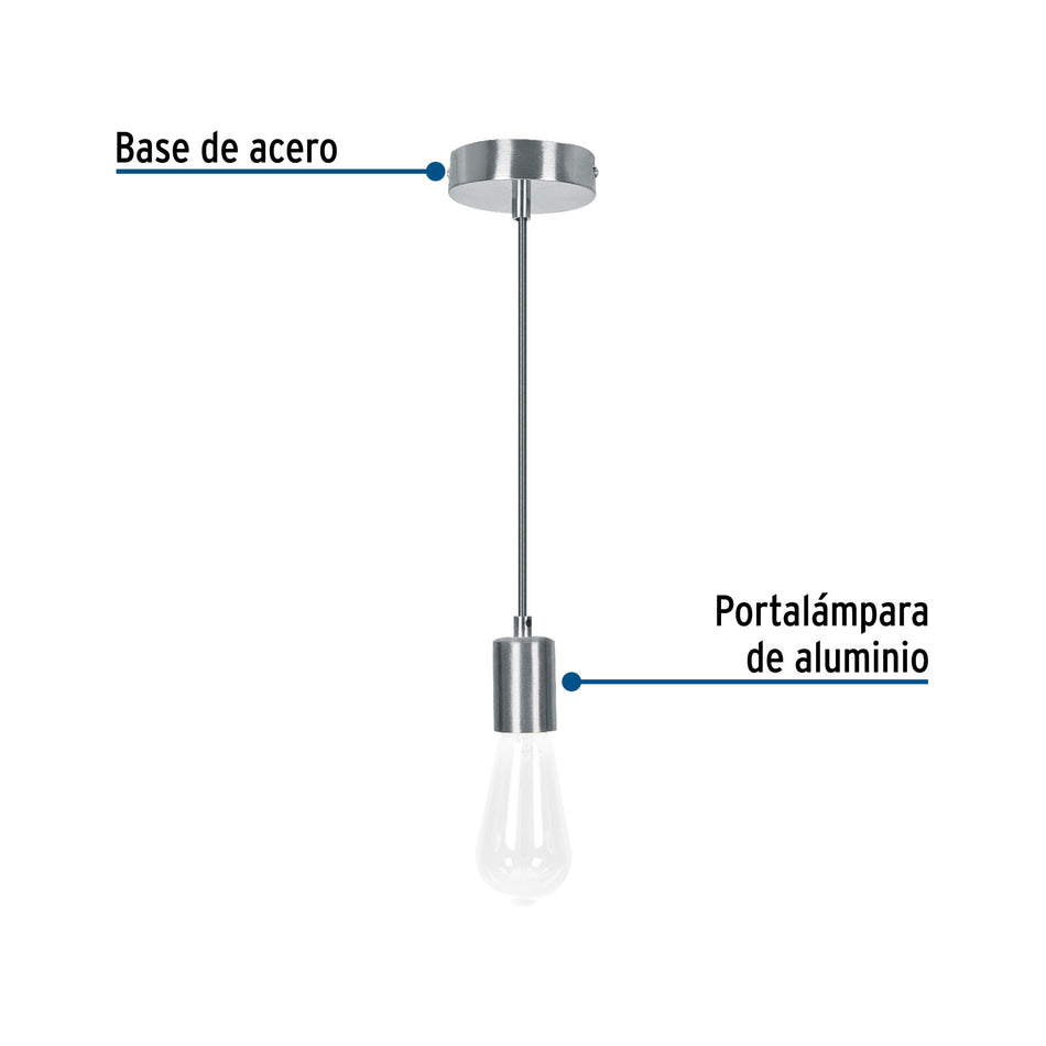Socket colgante metálico, satín, VOLTECK