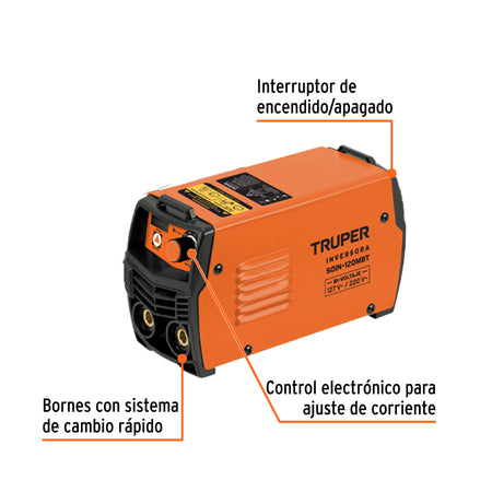 Mini soldadora inversora 130A, Bi-voltaje, 127/220V, PRETUL