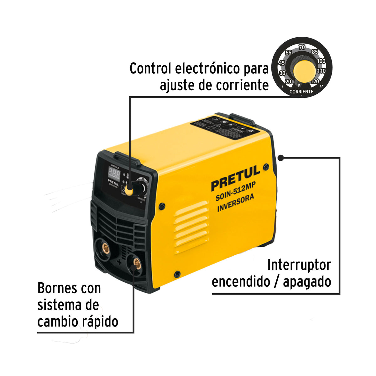 Mini soldadora inversora 120A 127V Serie 500 PRETUL