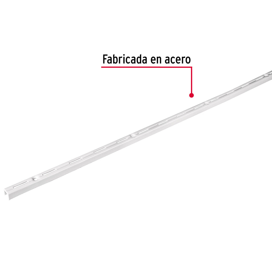 Cremallera sencilla blanca para ménsulas planas, 1m, FIERO 1m, blanca