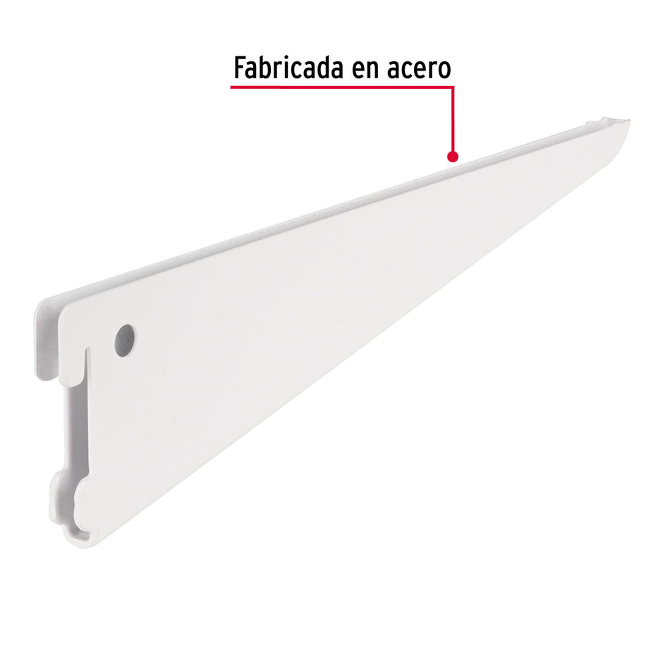 Ménsula plana blanca para cremallera doble, 27cm, FIERO 27cm, blanca