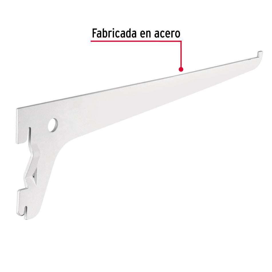 Ménsula plana blanca para cremallera sencilla, 25cm, FIERO 25cm, blanca