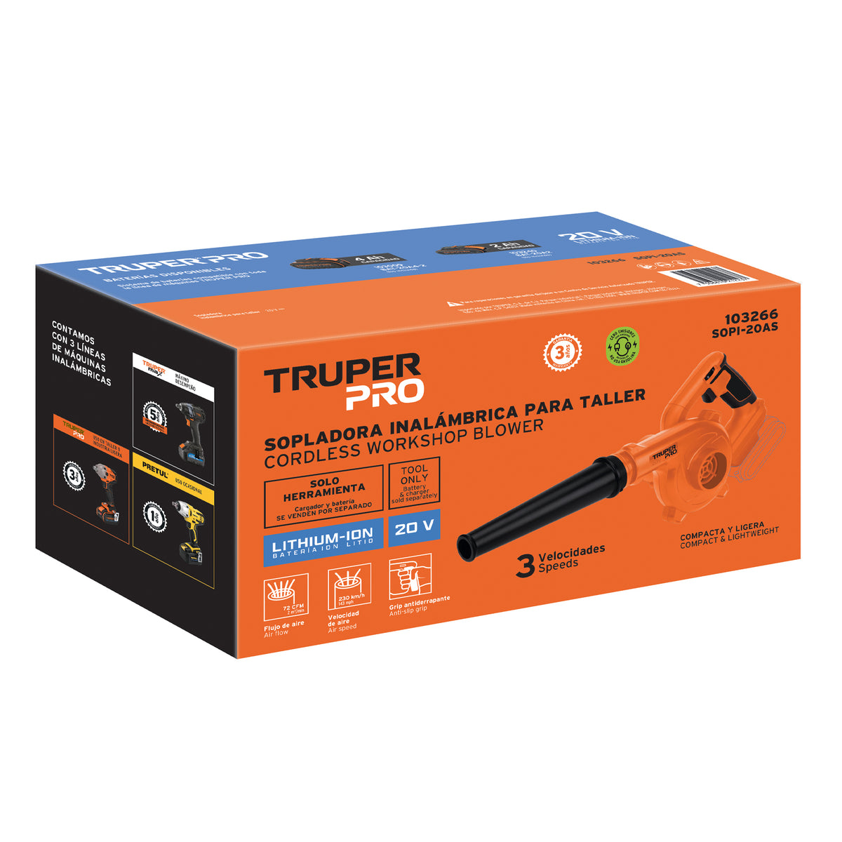 Sopladora para taller 20V sin accesorios TRUPER PRO