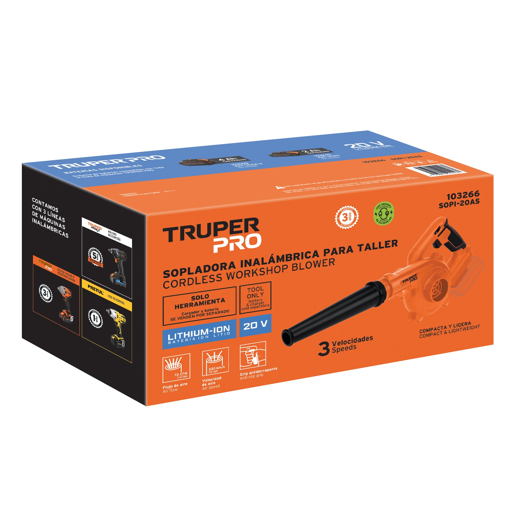 Sopladora para taller 20V sin accesorios TRUPER PRO