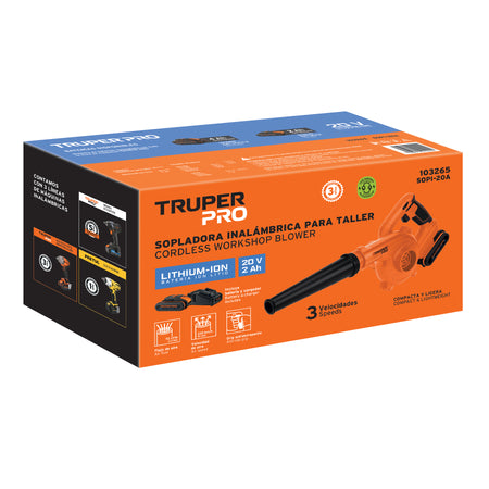 Sopladora para taller 20V 1 bateria 2Ah TRUPER PRO