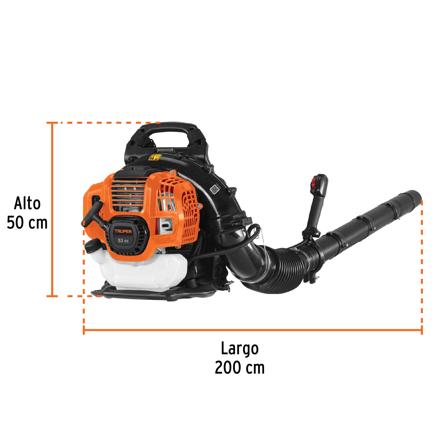 Sopladora con motor de 53cc a gasolina tipo mochila Truper