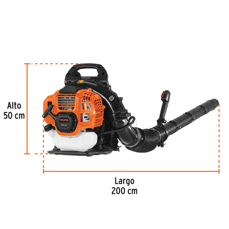 Sopladora con motor de 53cc a gasolina tipo mochila Truper