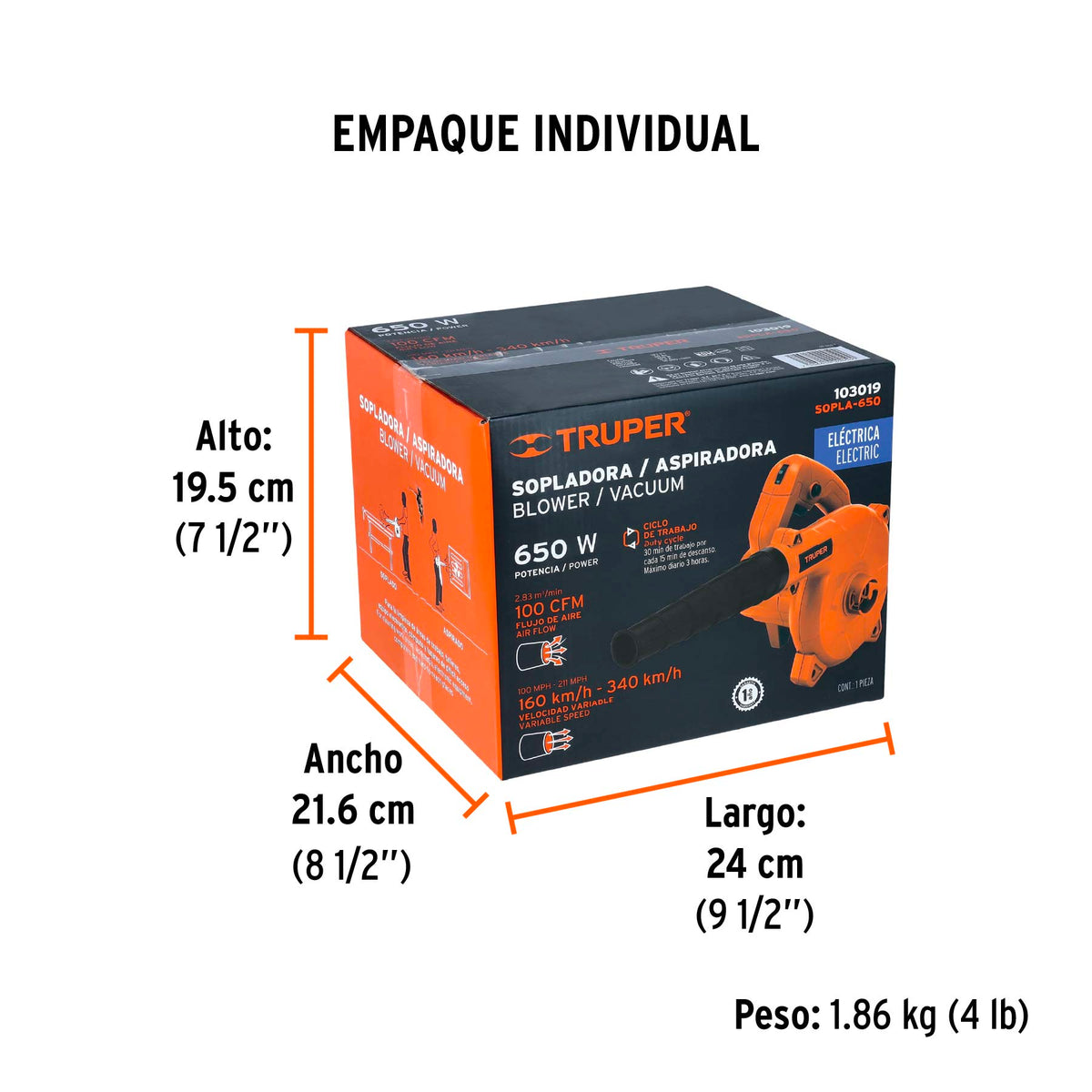 Sopladora/Aspiradora electrica Truper 650W