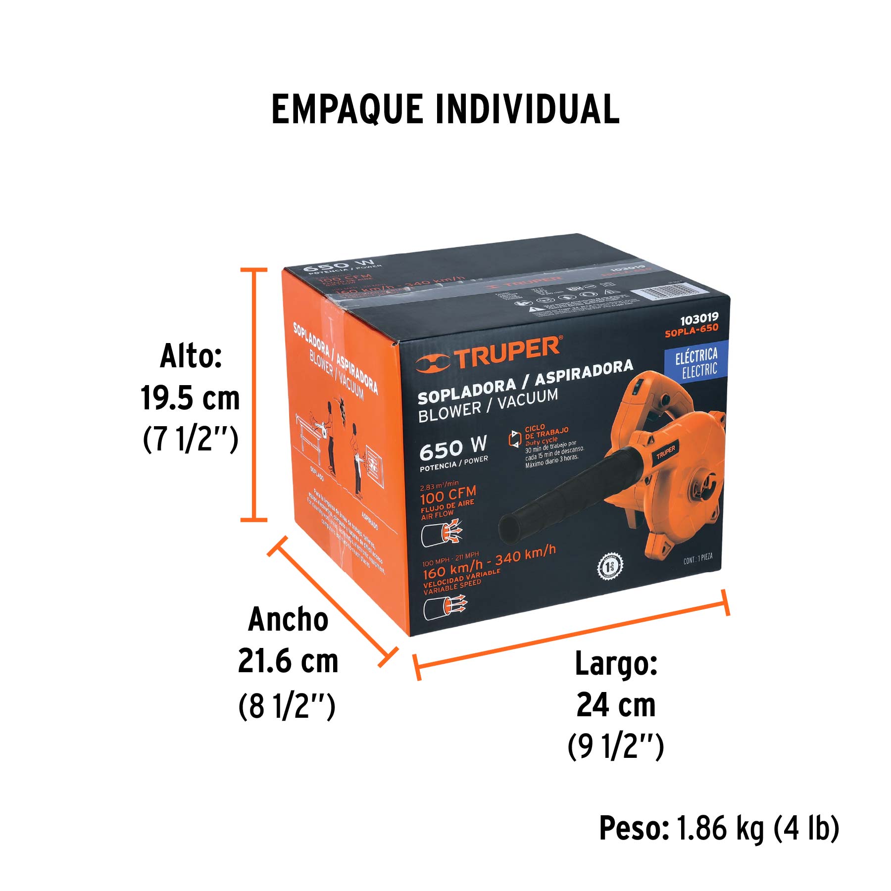 Sopladora/Aspiradora electrica Truper 650W