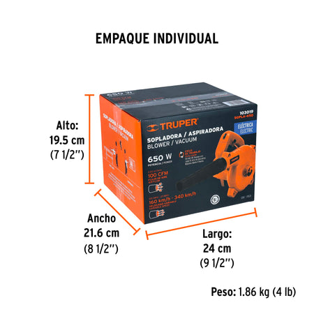 Sopladora/Aspiradora electrica Truper 650W