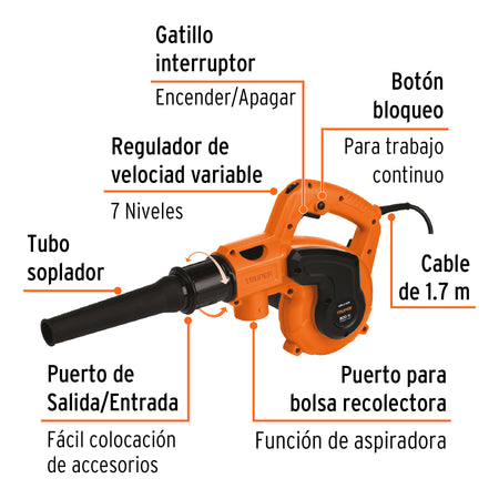 Sopladora/Aspiradora electrica Truper 800W