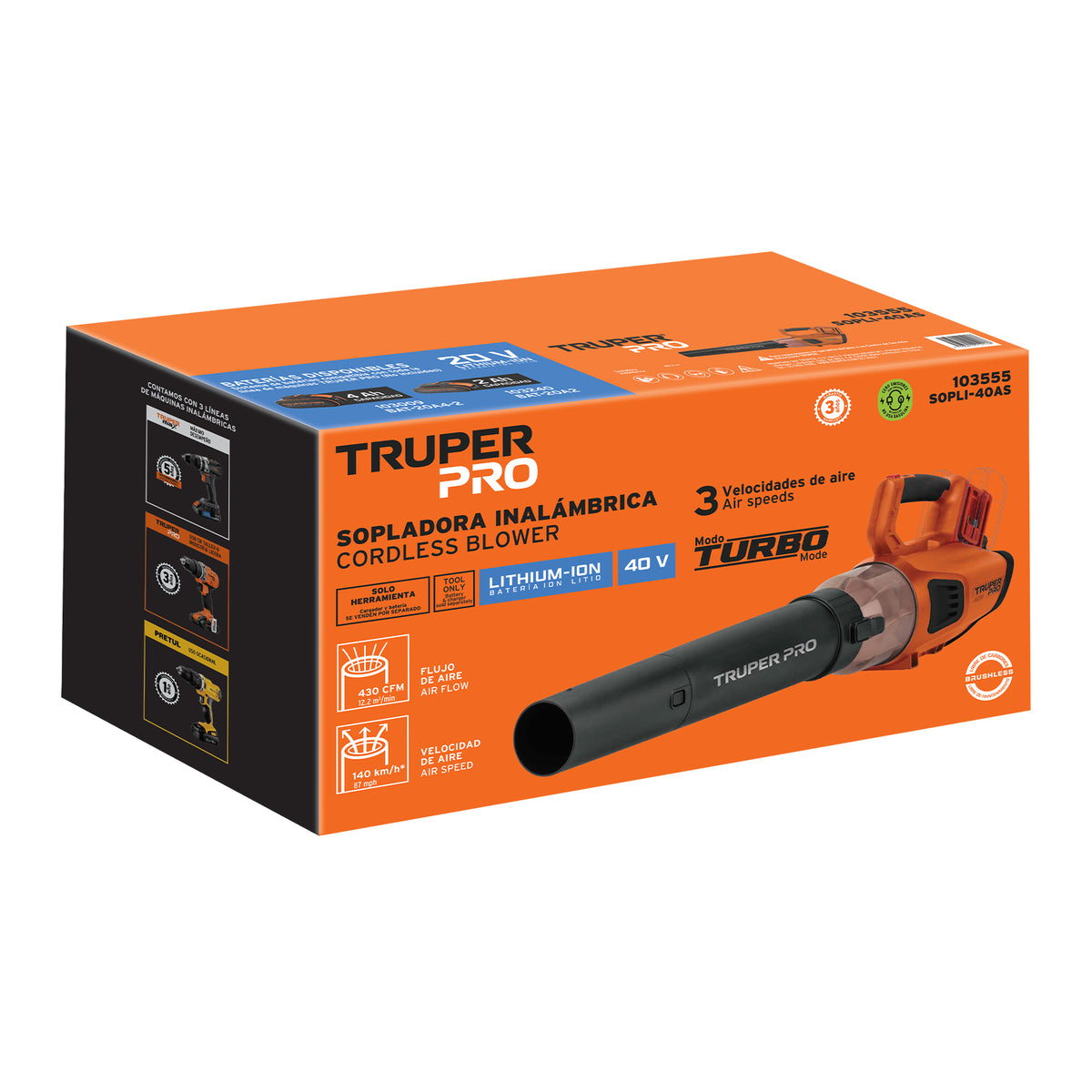 Sopladora inalambrica 40V sin accesorios TRUPER PRO