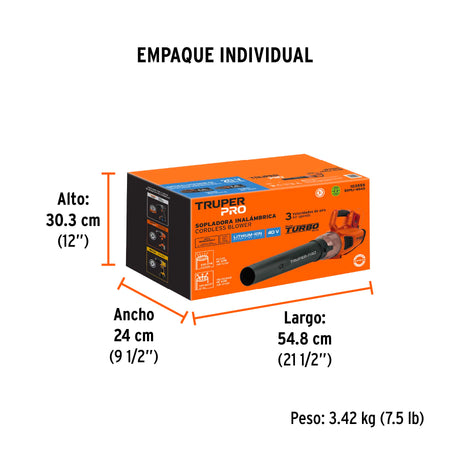 Sopladora inalambrica 40V sin accesorios TRUPER PRO