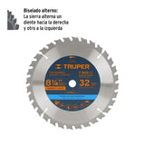 Disco sierra 8-1/4" para madera 32 dientes centro 5/8"