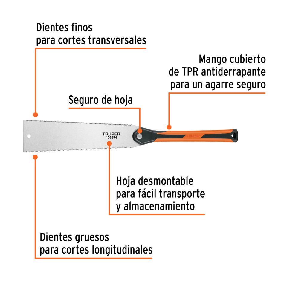 Serrucho tipo japones de 12" mango comfort grip Truper