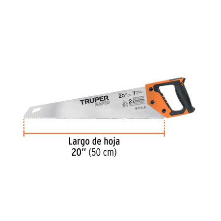 Serrucho Rapid 20', 7 DPP, mango Comfort grip, Truper