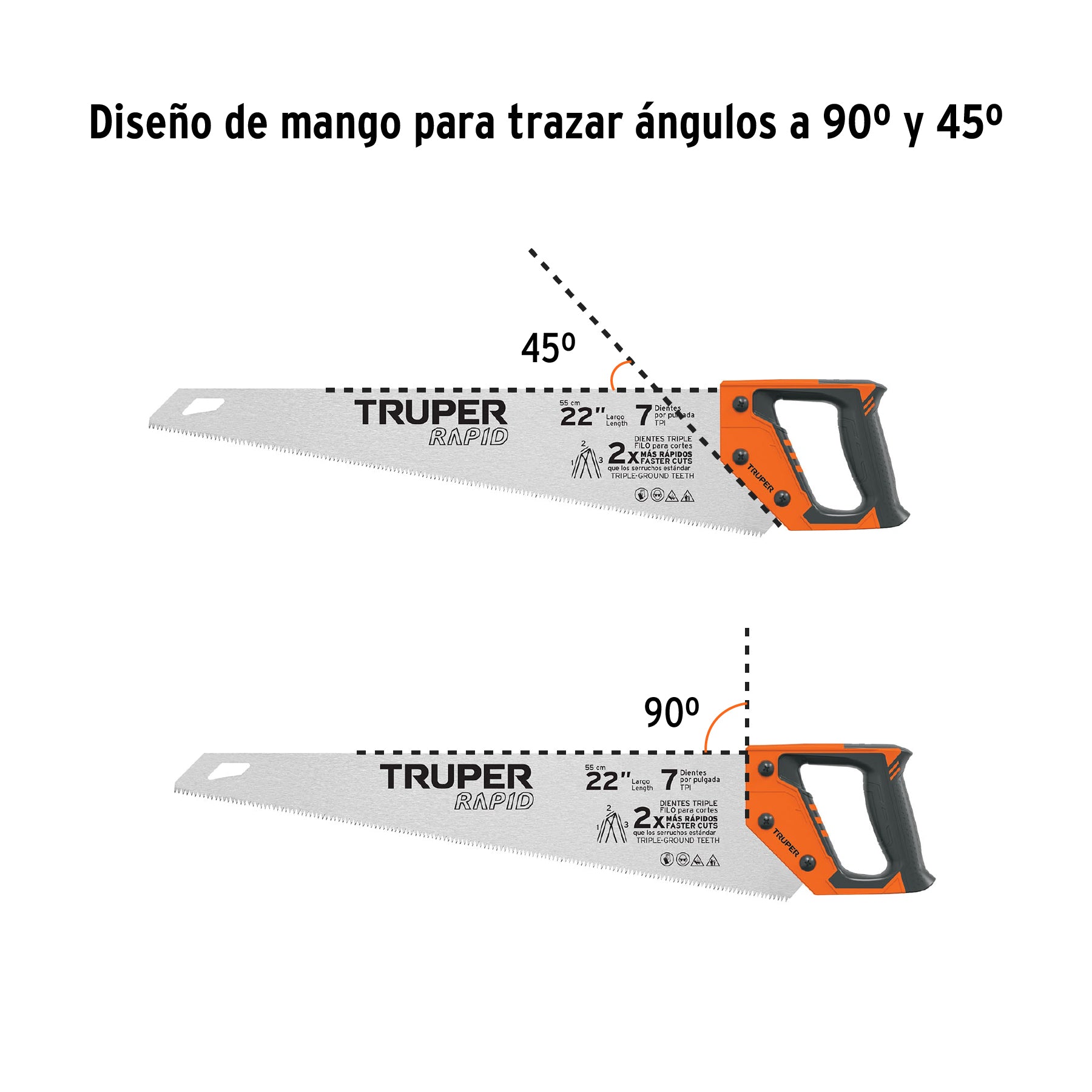 Serrucho Rapid 22', 7 DPP, mango Comfort grip, Truper