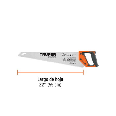 Serrucho Rapid 22', 7 DPP, mango Comfort grip, Truper