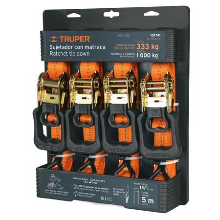 Juego de 4 sujetadores con matraca carga maxima 1000 kg