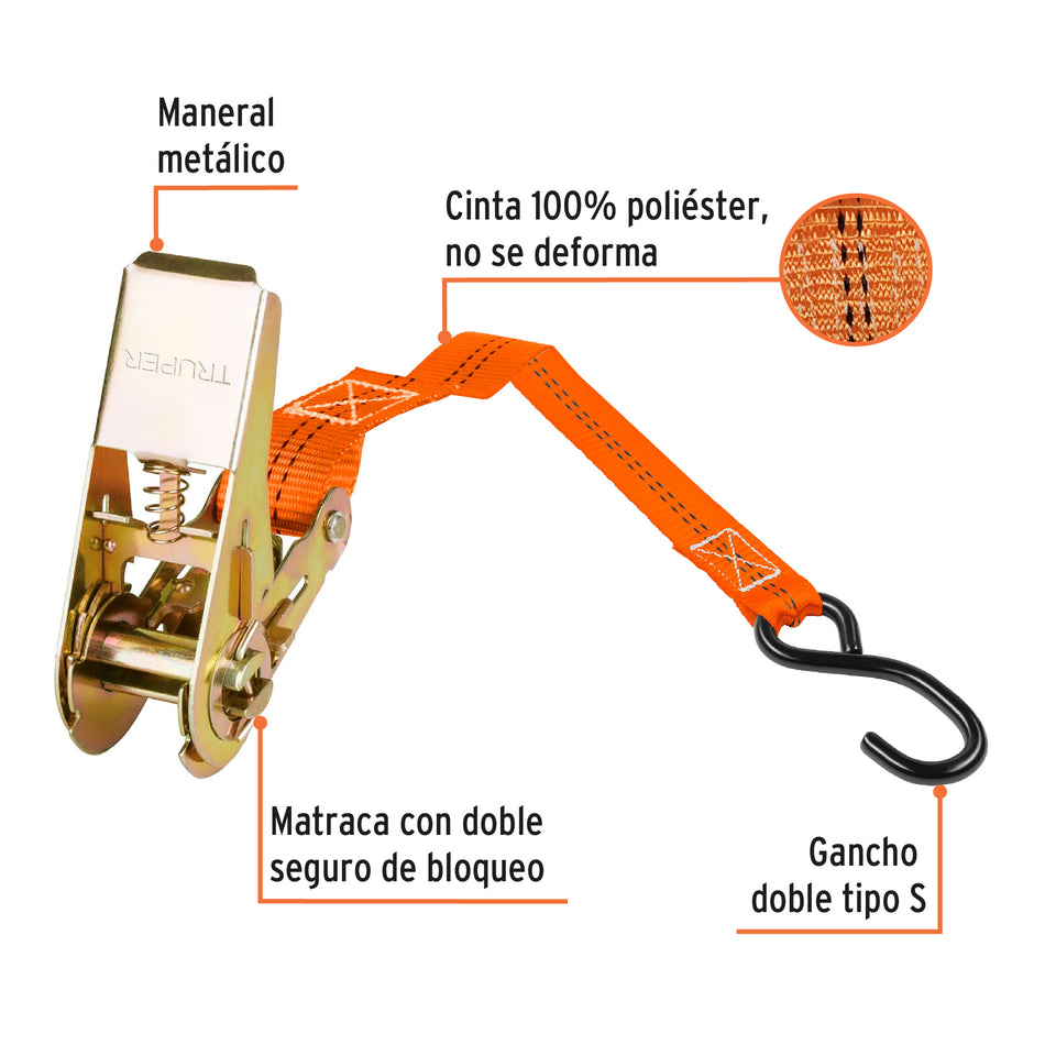 Juego de 2 sujetadores con matraca carga maxima 408 kg