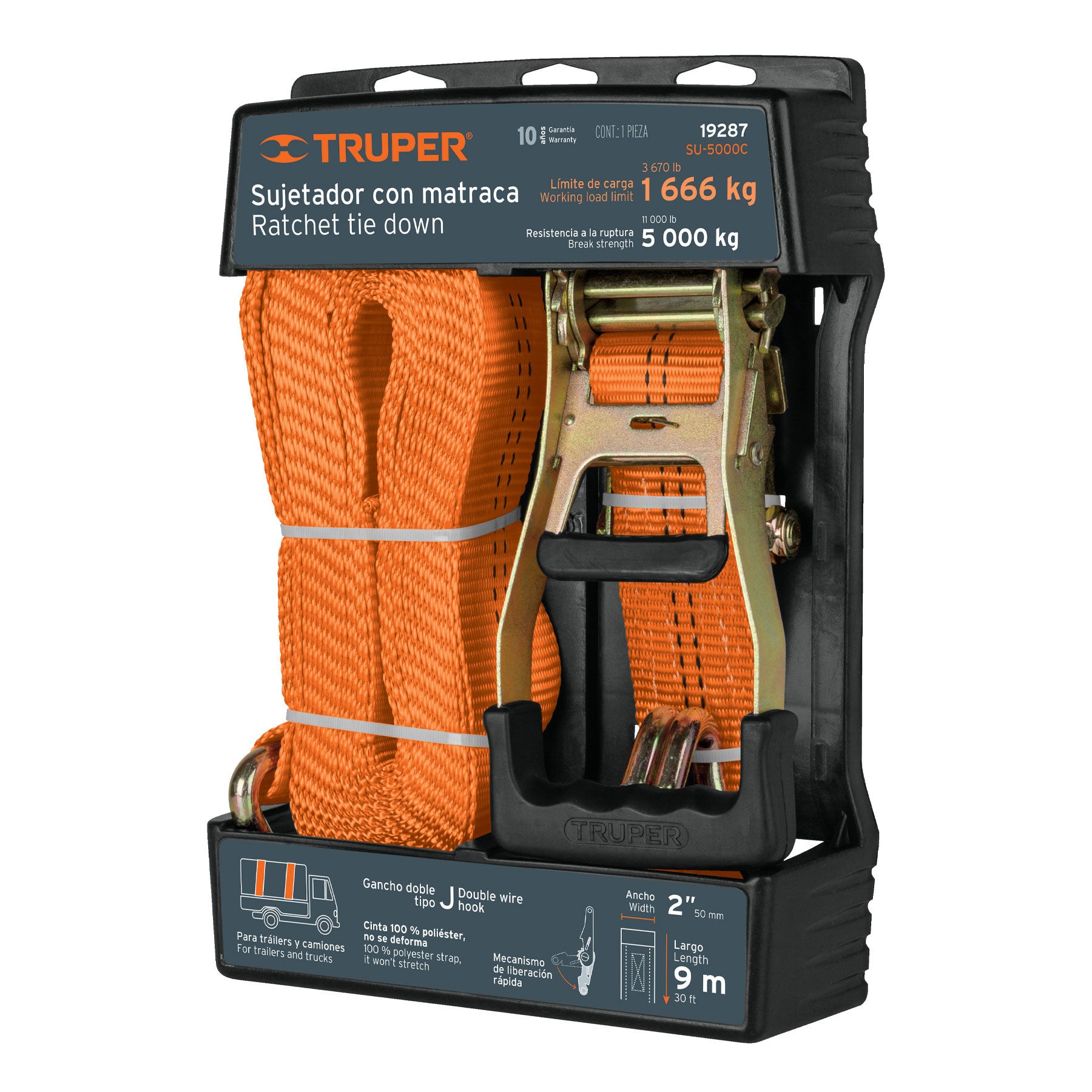Sujetador con matraca carga maxima Truper 5000 kg