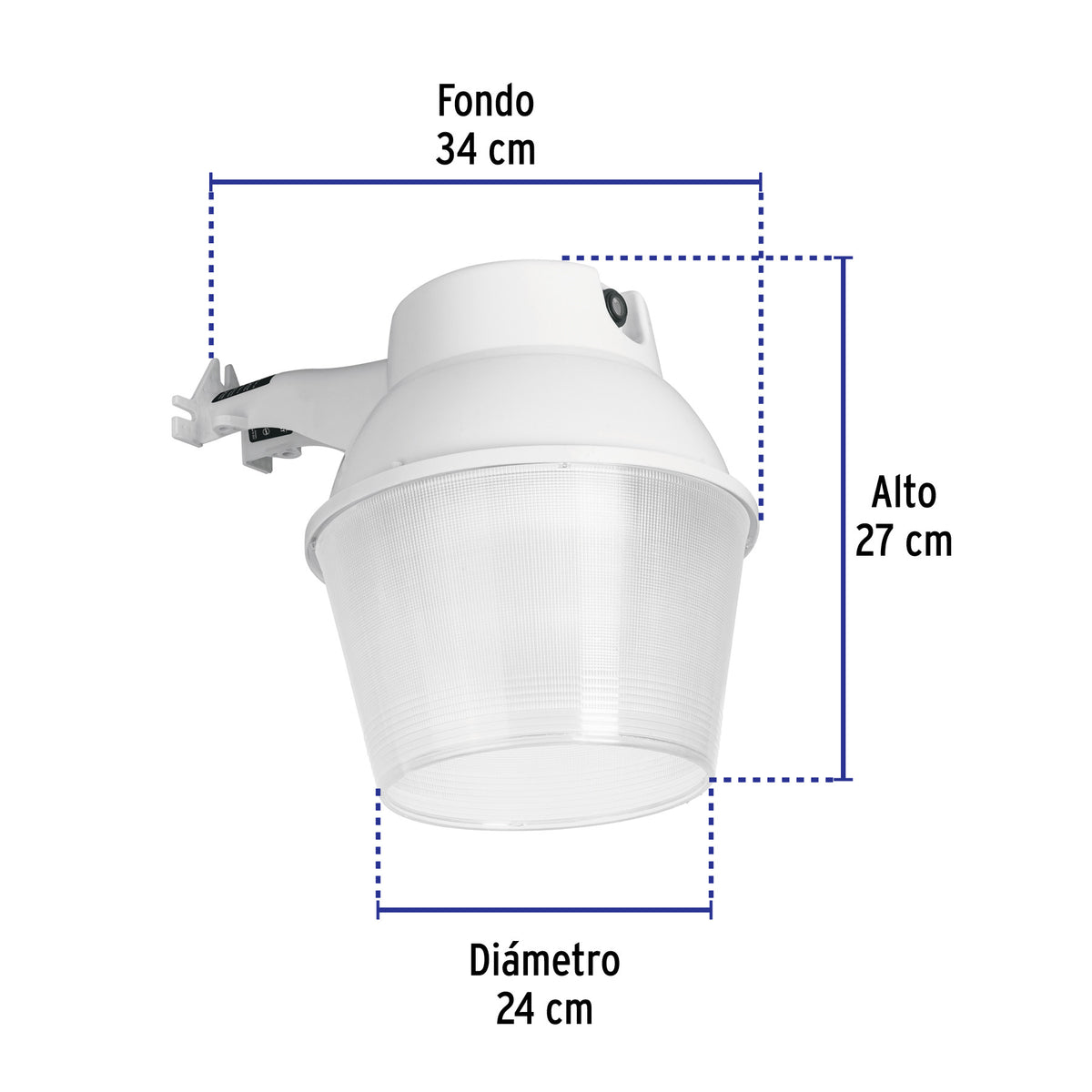 Luminario suburbano ABS con foco LED 40W 6500K sensor de luz 40W