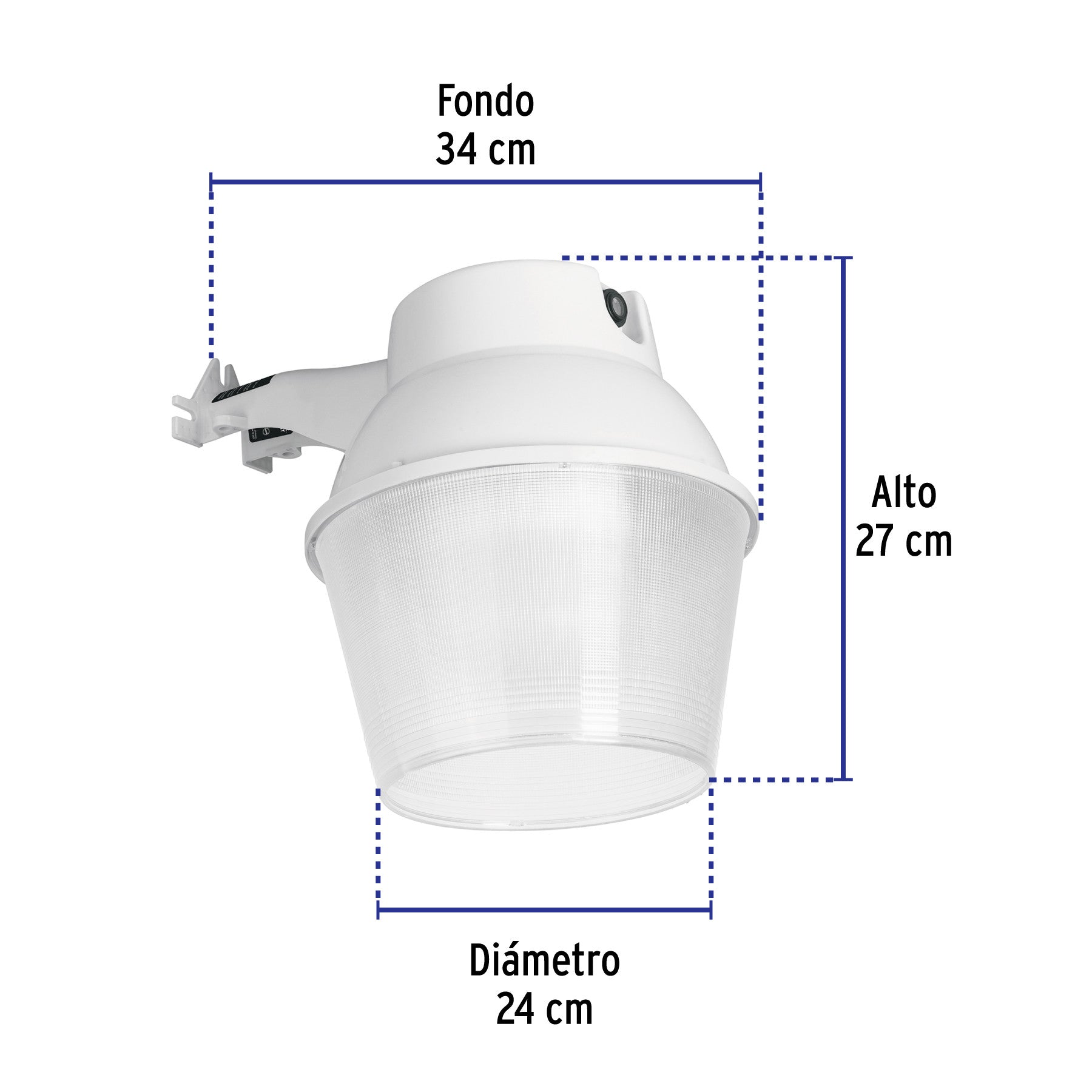 Luminario suburbano ABS con foco LED 40W 6500K sensor de luz 40W