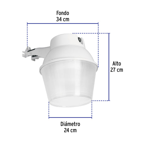 Luminario suburbano ABS con foco LED 40W 6500K sensor de luz 40W