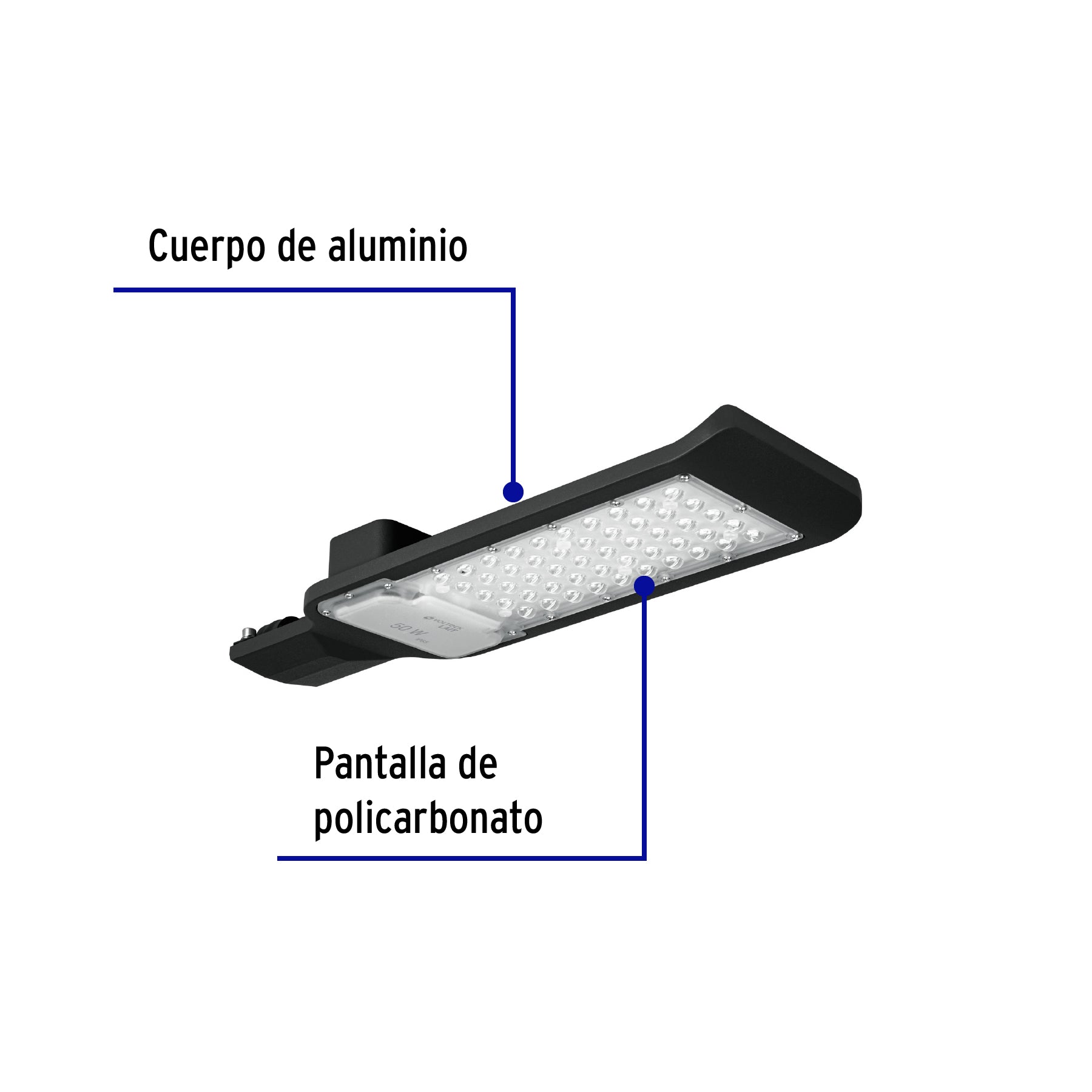 Luminario suburbano LED 50 W 6500 K, plano, VOLTECK