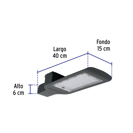 Luminario suburbano LED 60 W 6500 K, sensor de luz, VOLTECK