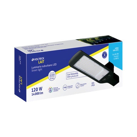 Luminario suburbano LED 120 W 6500 K, sensor de luz, VOLTECK