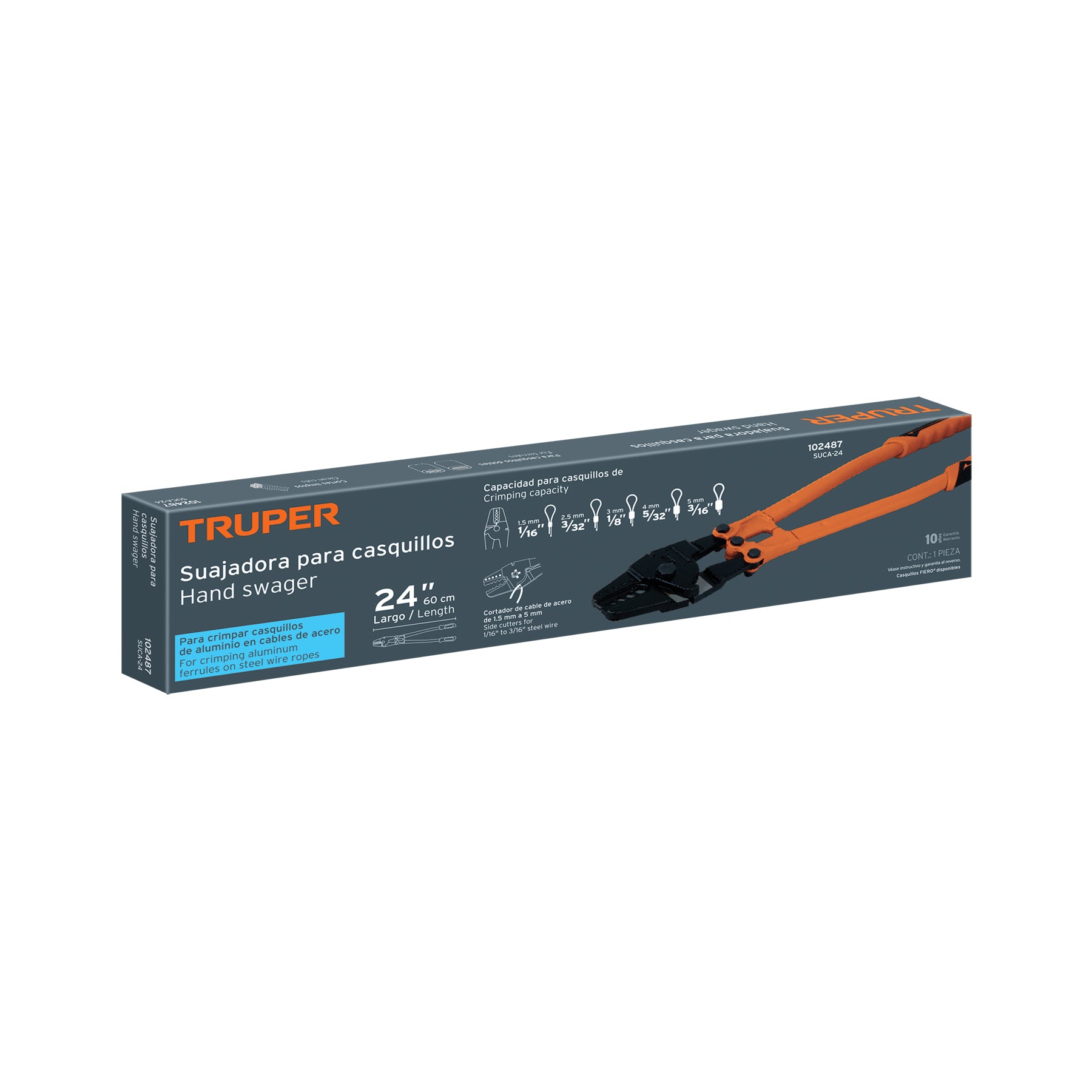 Suajadora 24' para casquillos con cortador de cable, Truper