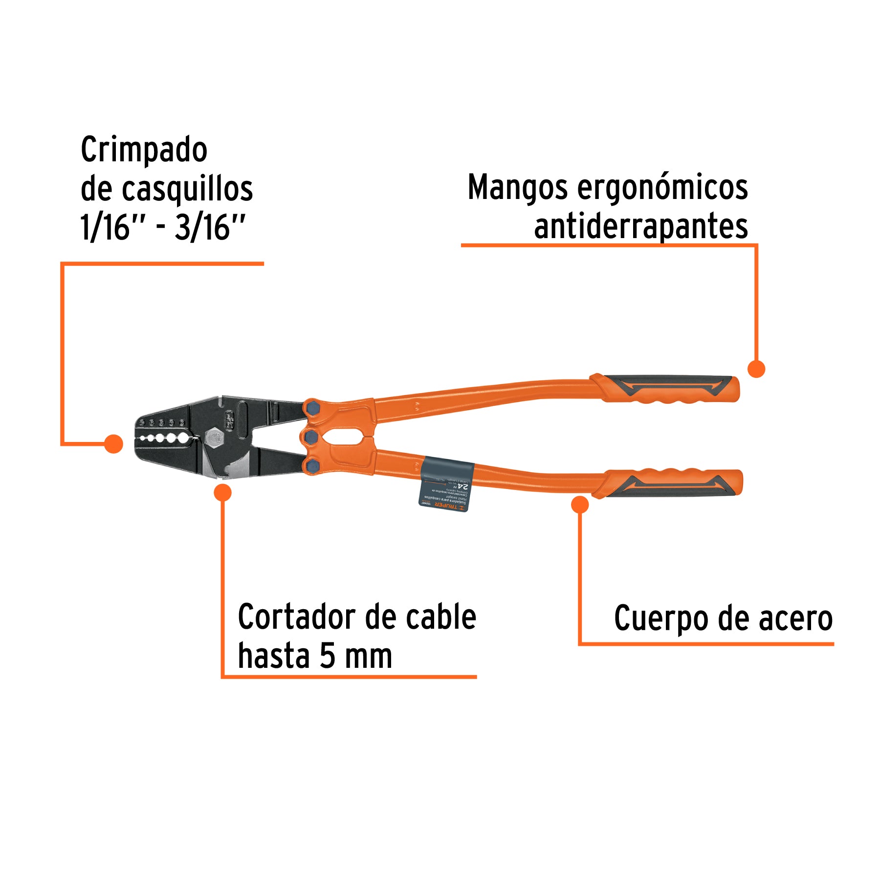 Suajadora 24' para casquillos con cortador de cable, Truper