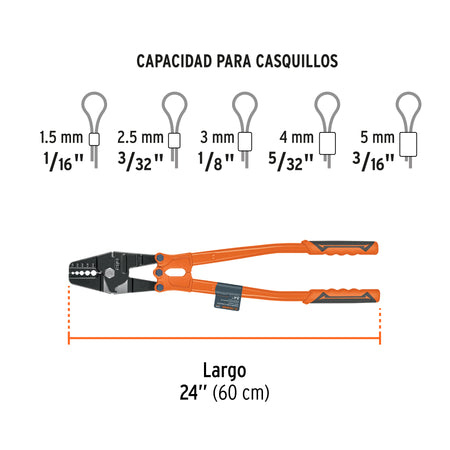 Suajadora 24' para casquillos con cortador de cable, Truper