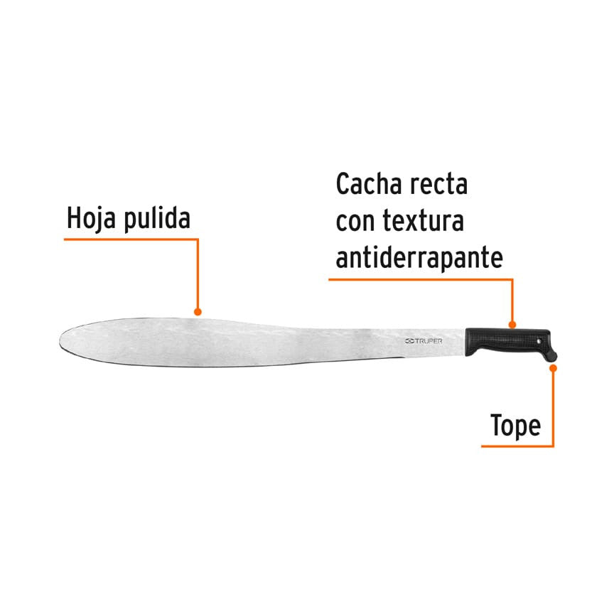 Machete Caguayano 24' cacha negra inyectada, Truper 24', negra