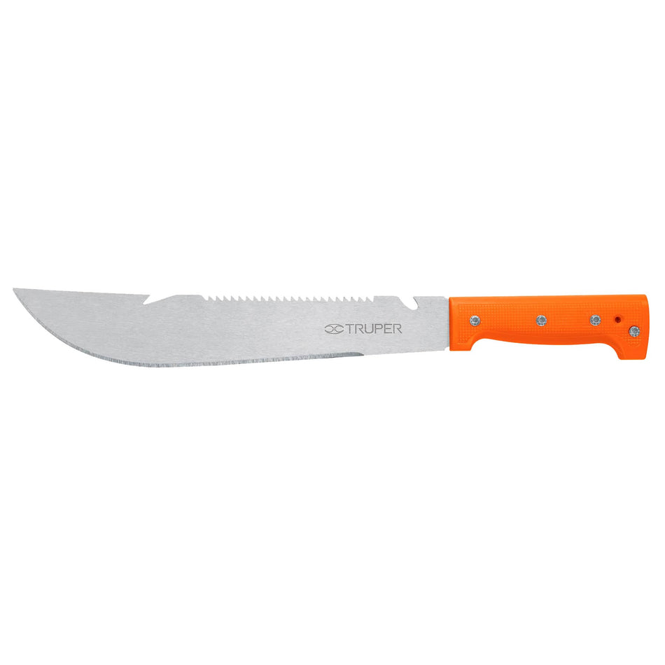 Machete rambo 12', cacha remachada naranja, TRUPER