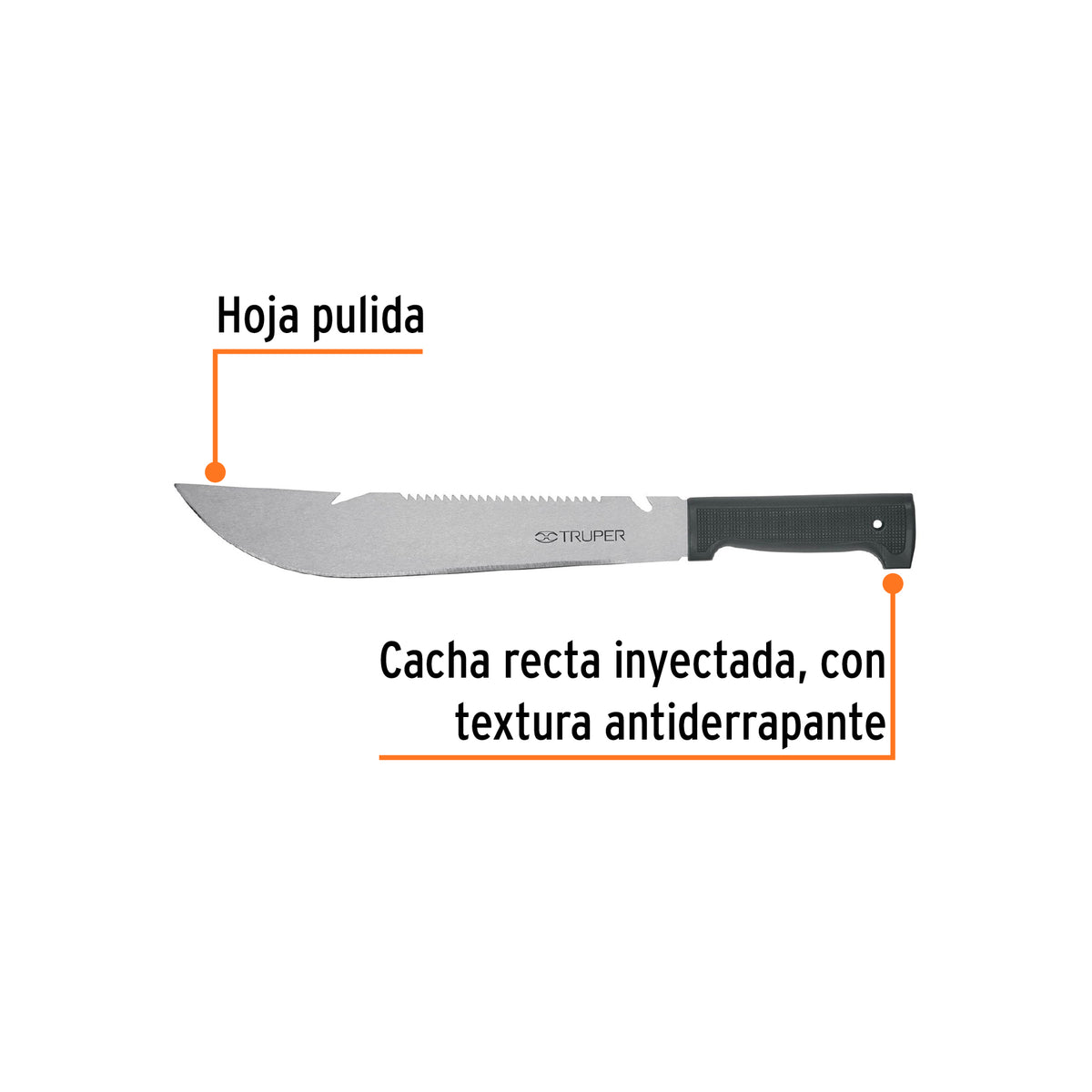 Machete rambo 12', cacha inyectada negra, TRUPER