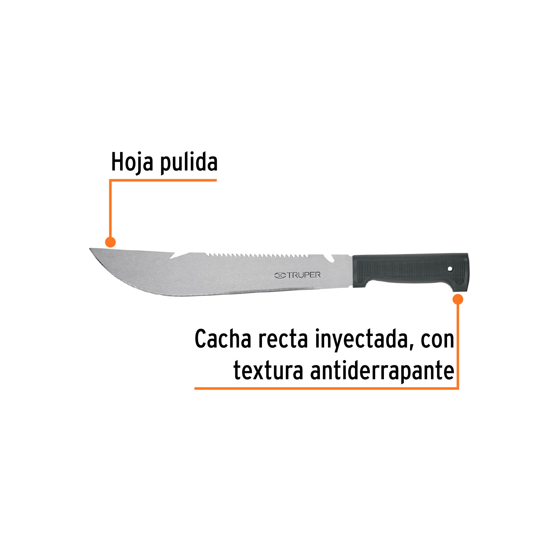 Machete rambo 12', cacha inyectada negra, TRUPER