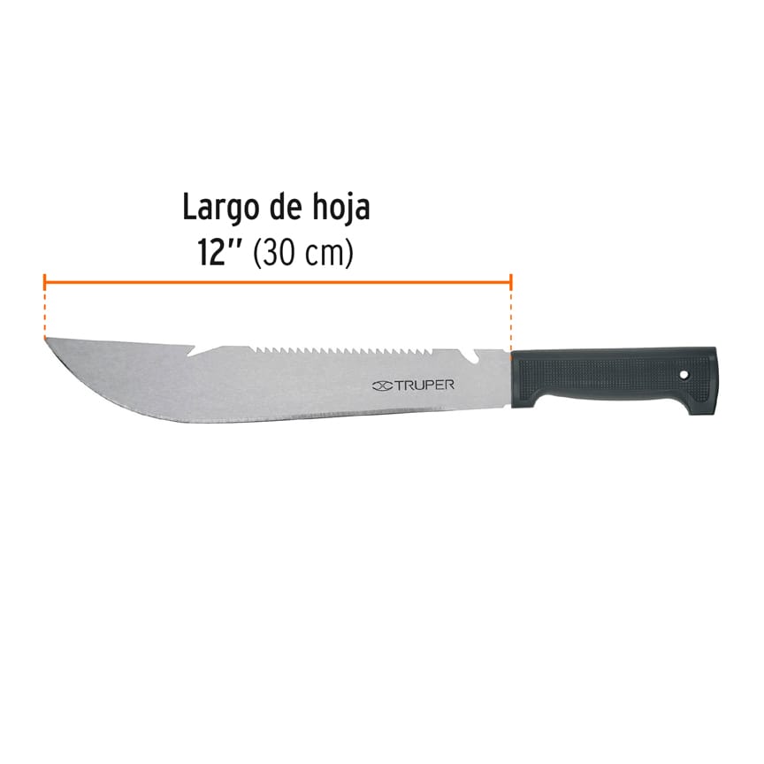 Machete rambo 12', cacha inyectada negra, TRUPER