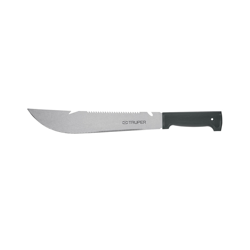 Machete rambo 12', cacha inyectada negra, con funda, TRUPER