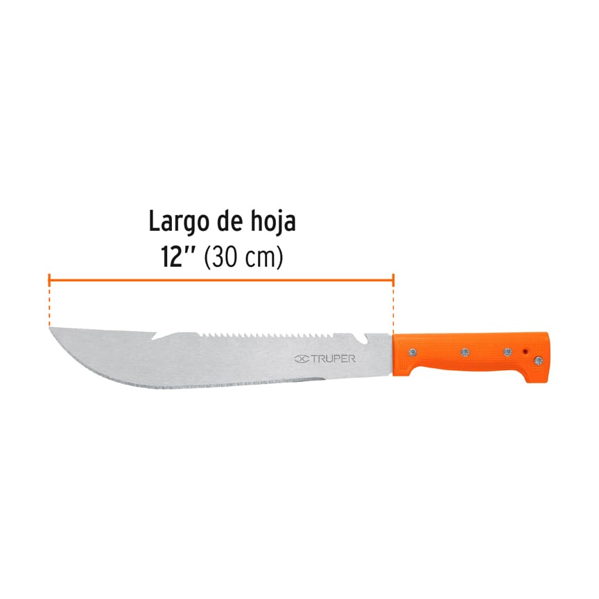 Machete rambo 12', cacha remachada naranja, TRUPER