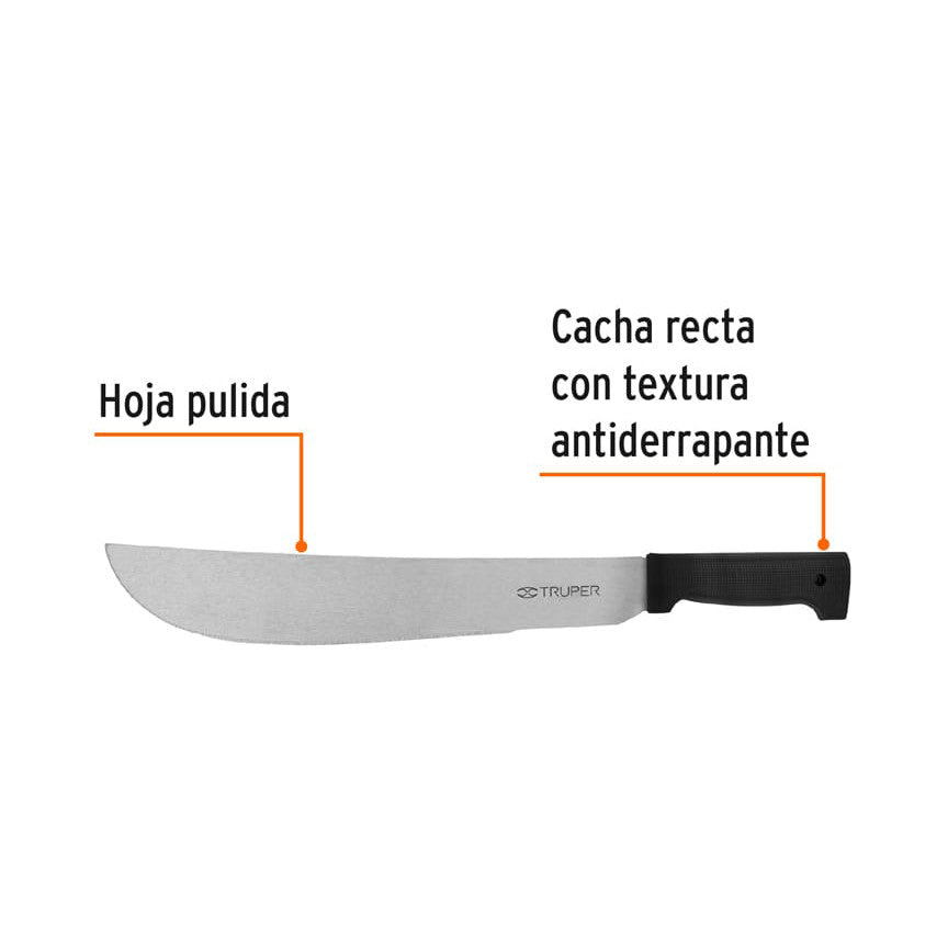 Machete estándar 14' cacha negra inyectada, Truper 14', negra