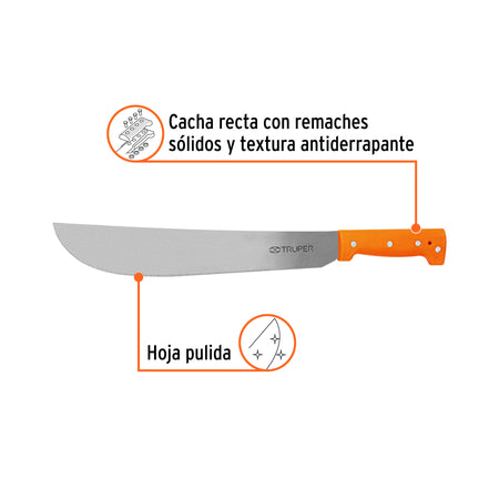 Machete estándar 14' cacha naranja remachada, Truper 14', naranja