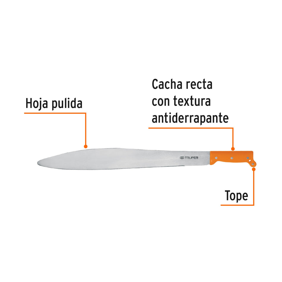 Machete acapulqueño de 22' cacha naranja, Truper 22', naranja