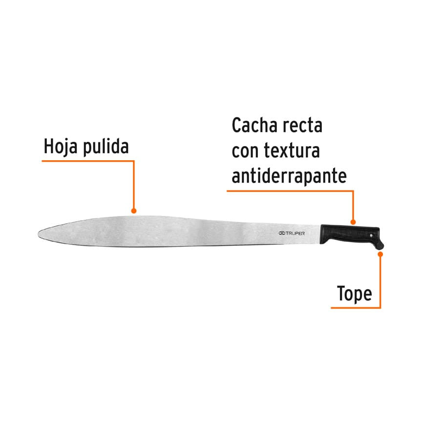 Machete acapulqueño de 24' cacha negra inyectada, Truper 24', negra