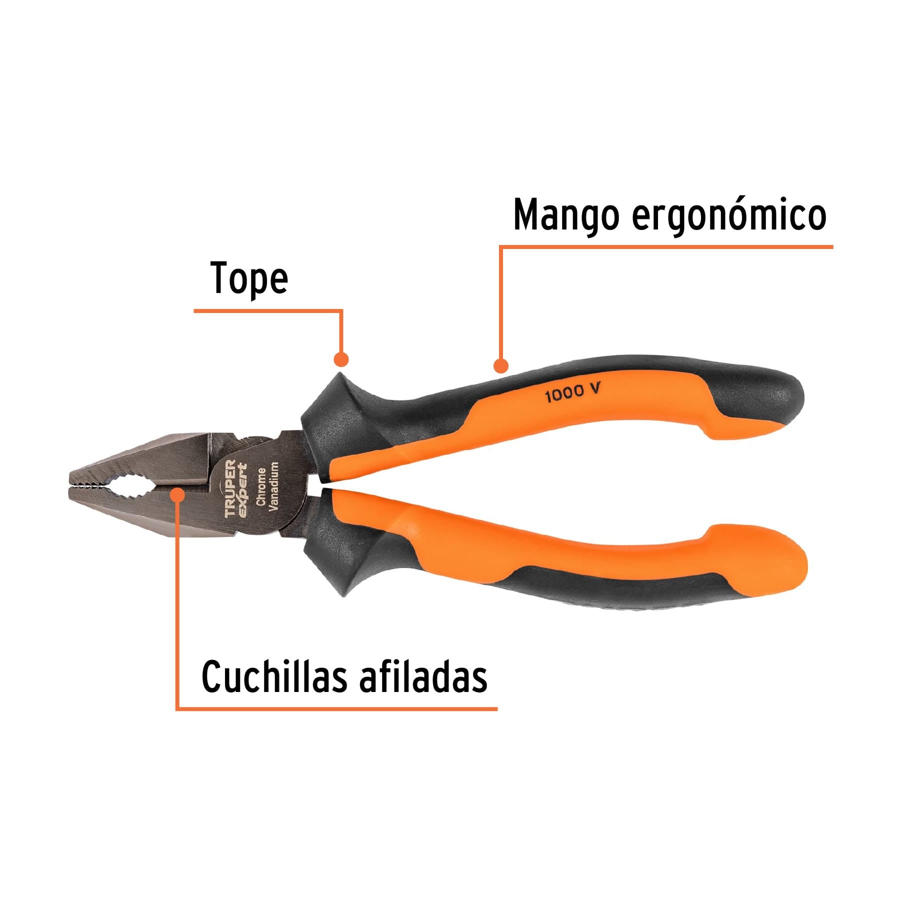 Pinza para electricista 6' alta palanca, Comfort Grip,Expert 6'
