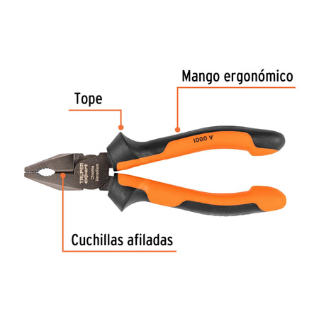 Pinza para electricista 6' alta palanca, Comfort Grip,Expert 6'